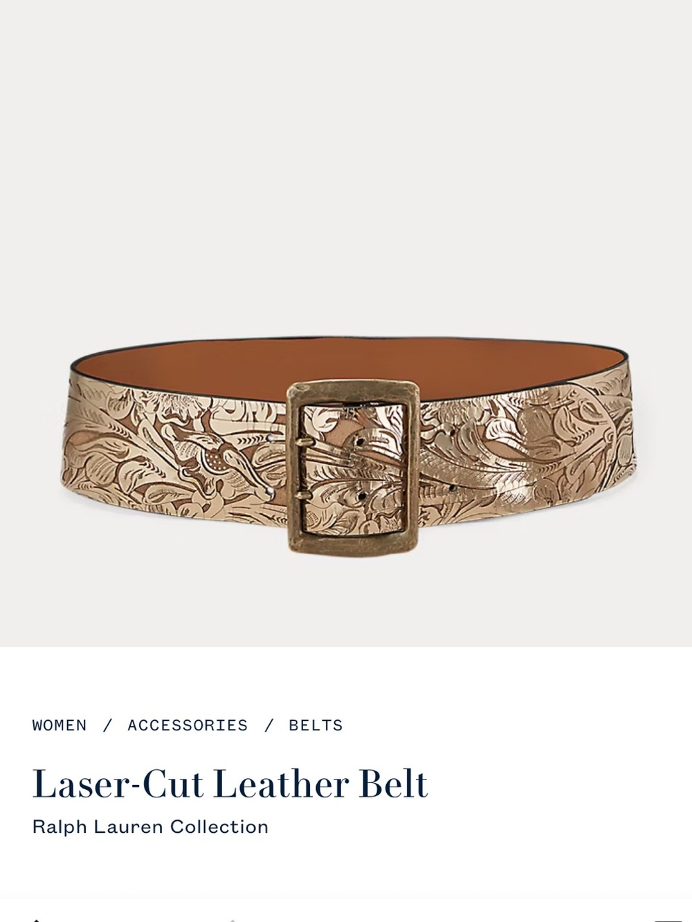 Ralph Lauren Collection Laser-Cut Specchio Calfskin Metallic Leather Belt SP18 L
